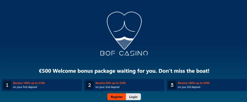 Join BOF Casino and receive bonus on three deposits