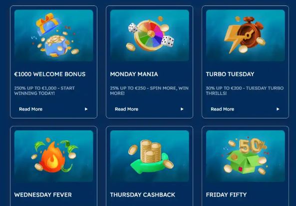 Claim daily bonuses from Monday to Friday offers