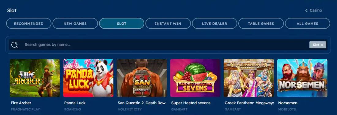 Search for your favourite slots to play instantly